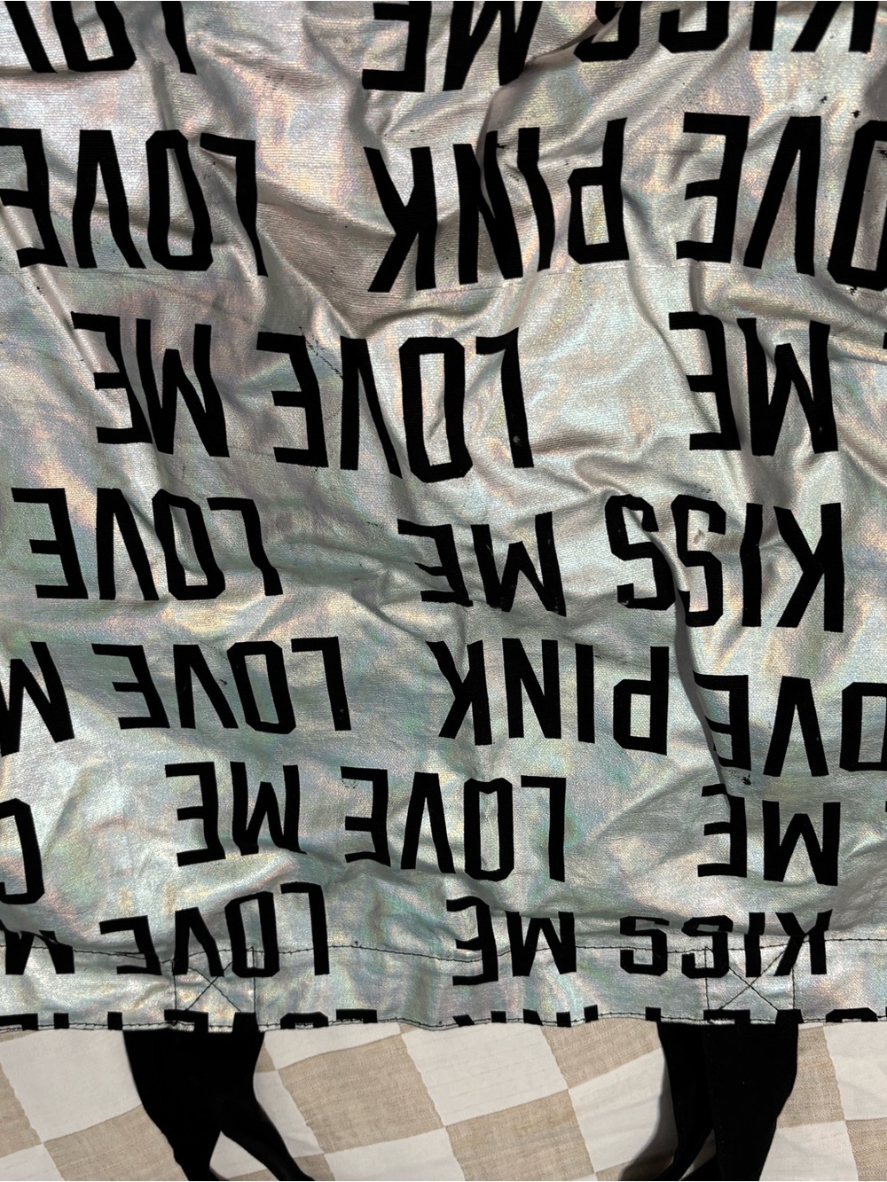 Holographic 'LOVE ME' Tote Bag with Bold Black Print